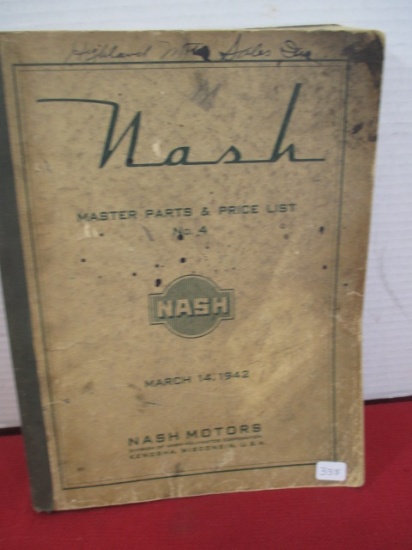 1942 Nash Master Parts Catalog & Price List