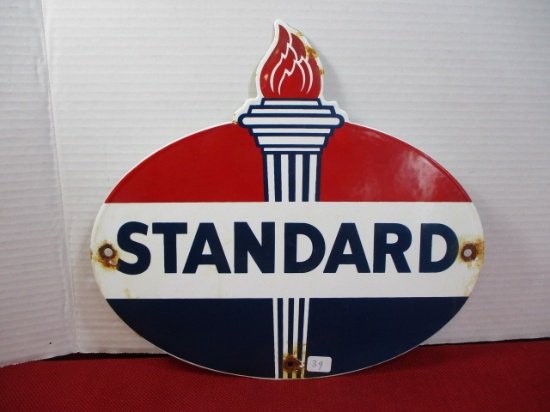 Standard Oil Porcelain Enameled Advertising Torch Sign