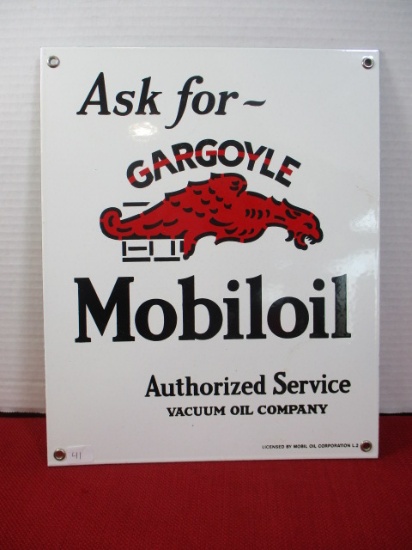 Mobiloil Gargoyle Porcelain Enameled Advertising Sign