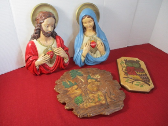 Chalkware Wall Plaques-Lot of 4