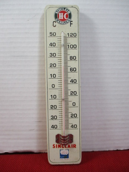 Sinclair H-C Gasoline Wooden Advertising Thermometer w/ Dino