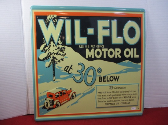 WIL-FLO Motor Oil Self Framed Advertising Metal Sign