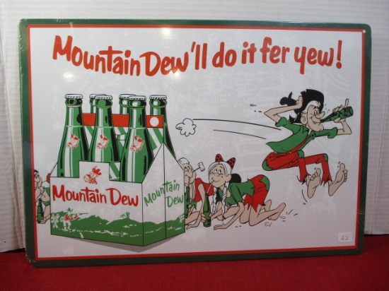 Mountain Dew Metal "Hillbilly" Advertising Sign