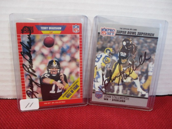 Terry Bradshaw and John Stallworth Autographed Trading Cards