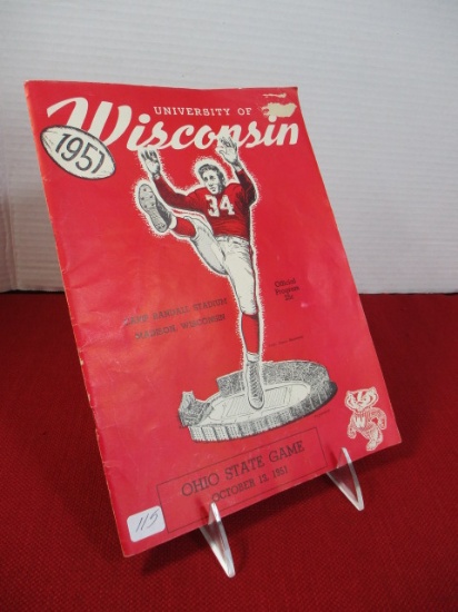 1951 UW Wisconsin Vs. Ohio State Vintage Program