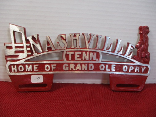 Nashville Tenn. Aluminum License Plate Topper