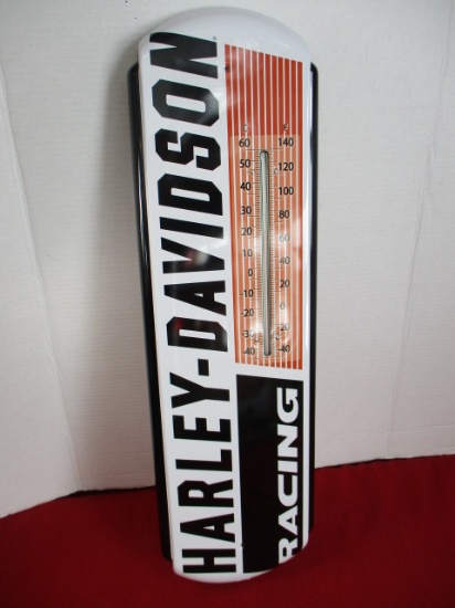 Harley Davidson Racing Metal Advertising Thermometer