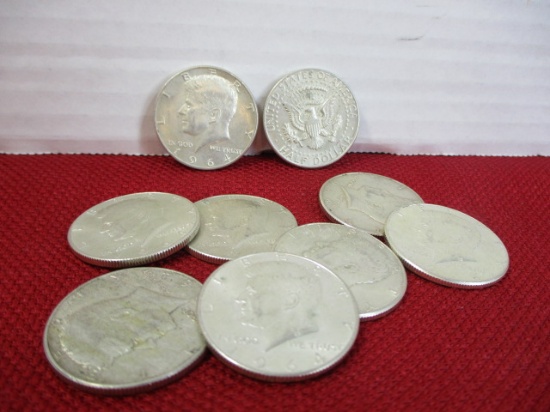 1965 John F Kennedy Silver Half Dollars-Lot of 9
