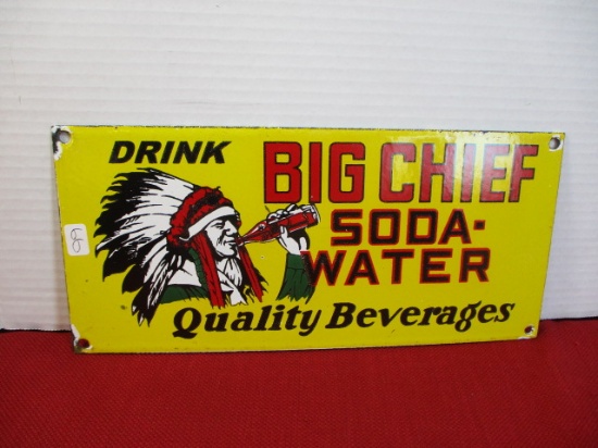 "Big Chief Soda Water" Porcelain Advertising Sign
