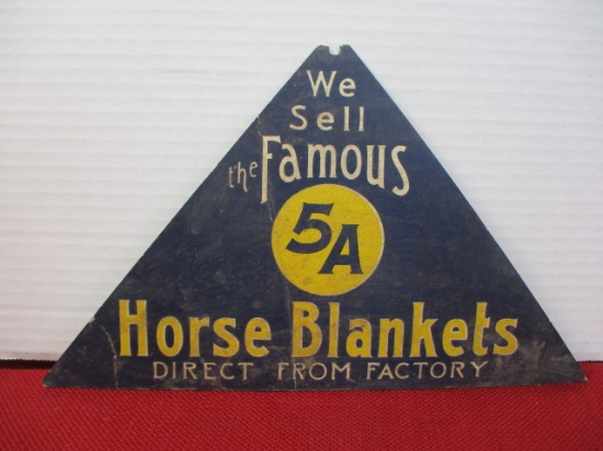 5A Brand Horse Blankets Cardstock Advertising Fan Pull Sign-WOW!