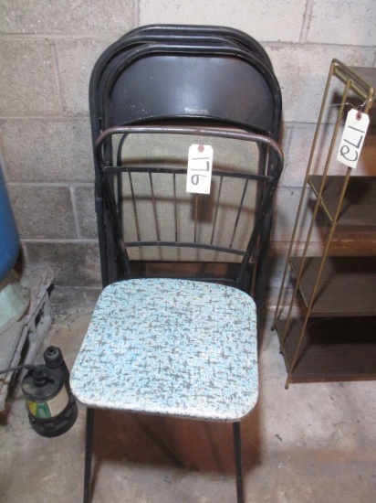 Samsonite Folding Chairs w/ Midcentury Metal Frame Teel Chair