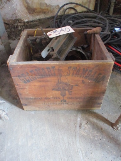 1880 Gearhart Knitting Machine Co. Advertising Crate w/ Original Machine