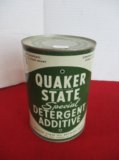 Quaker State Special 1 Quart Advertising Oil Can w/ Contents