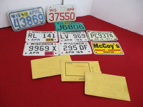 Vintage Wisconsin Motorcycle License Plates-Lot of 12