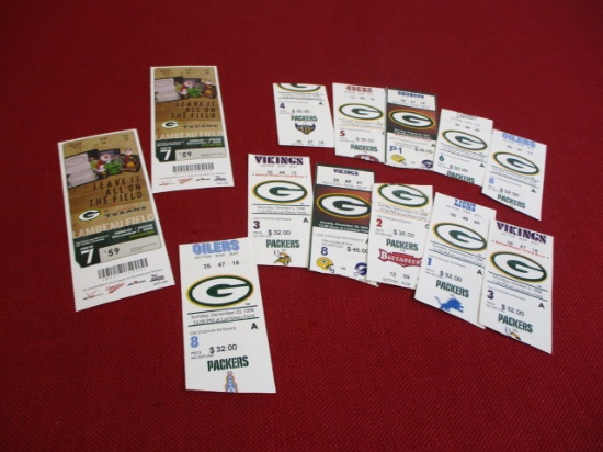 Vintage Lot of 12 Green Bay Packer Ticket Stubs