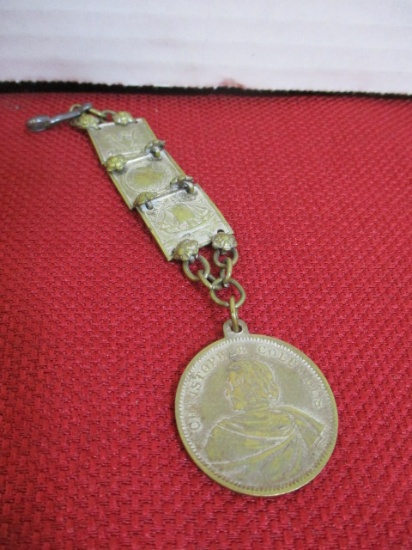1893 World's Columbian Expedition Chicago Souvenir Watch Chain