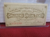 1893 World's Fair Children's Special Ticket