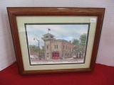 Mark Mueller Signed & Numbered Hand Colored Lithograph-Racine Firehouse
