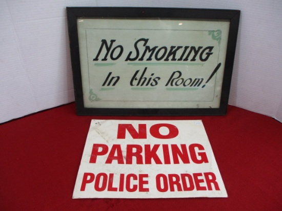 No Parking Police Order Cardstock Sign w/ Bonus "No Smoking" Sign
