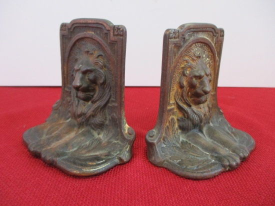 Forged Bronze Lion Book Ends | Online Auctions | Proxibid