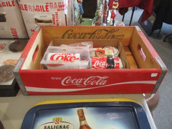 Coca-Cola Wooden Advertising Crate with Extras