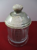 Early Glass and Tin Borden's Malting Powder Jar