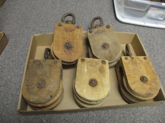 Starline Primitive Wooden Pulleys-Lot of 5