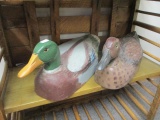 Pair of Primitive Wooden Mallard Decoys