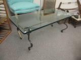 Heavy Duty Glass and Forged Base Coffee Table