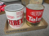 Pair of 1 Gallon DuPont Antifreeze Advertising Cans