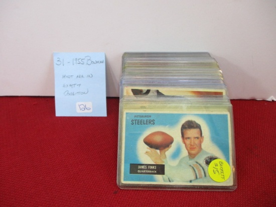 1955 Bowman Football Trading Cards-Lot of 31