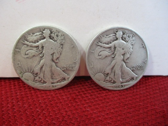 U.S. Silver Standing Liberty Half Dollar Pair-E
