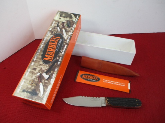 Marble's Gladstone-Dall DeWeese Pattern Brass Pinned Red Bone Fixed Blade Knife