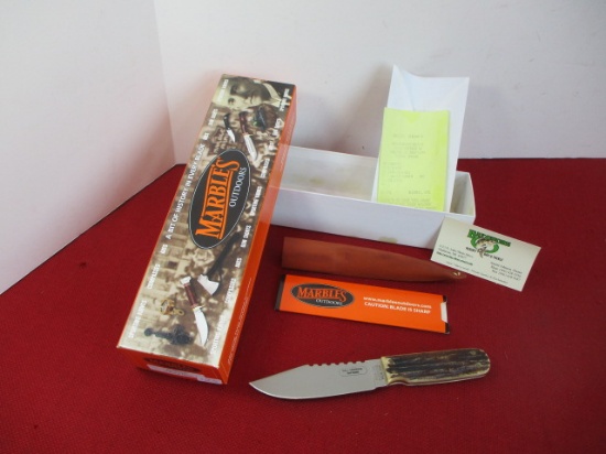 Marble's Gladstone-Dall DeWeese Pattern Brass Pinned Bone Fixed Blade Knife