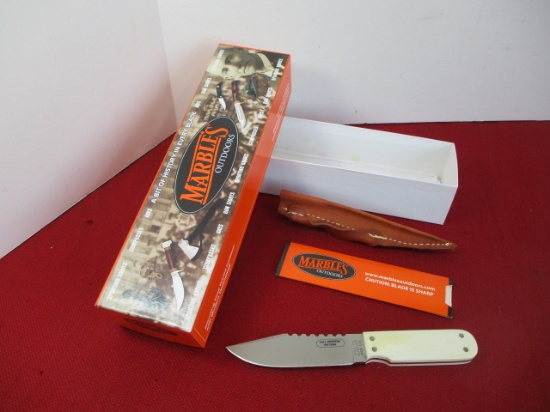 Marble's Gladstone-Dall DeWeese Pattern Brass Pinned Smooth Bone Fixed Blade Knife