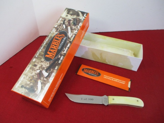 *Marble's Gladstone-Outers Brass Pinned Smooth Bone Fixed Blade Knife #1 of 300