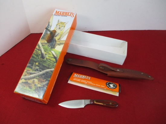 Marble's Gladstone-Brass Pinned Dymond Wood Caper Fixed Blade Knife
