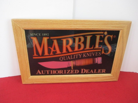 Marble's Gladstone Metal Advertising Reflective Sign Framed in Wood