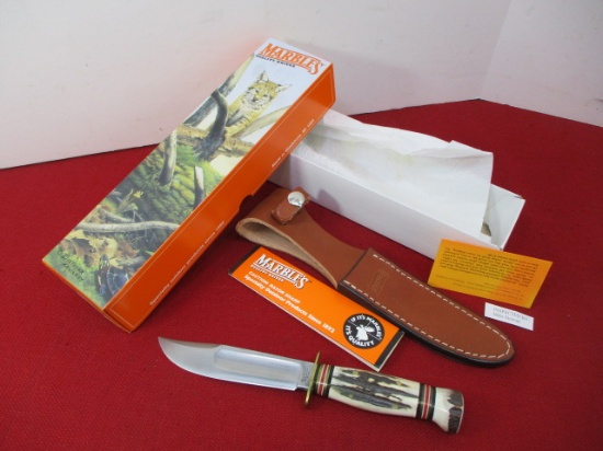 Marble's Gladstone-Ideal Pinned Stag Handle Fixed Blade Knife