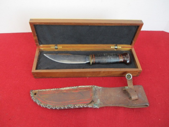 *SPECIAL ITEM-Vintage Marble's Gladstone Leather/Walnut Brass Half Guard Knife