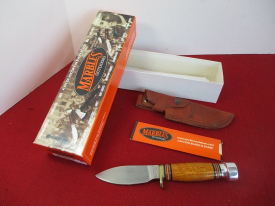 Marble's Gladstone-Sport Golden Curly Oak/Aluminum Fixed Blade Knife