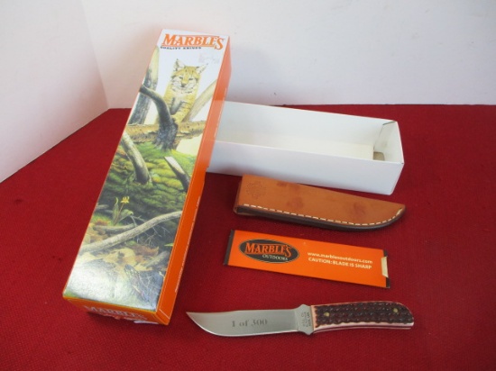 *Marble's Gladstone-Brass Pinned Red Bone Fixed Blade Knife #1 of 300