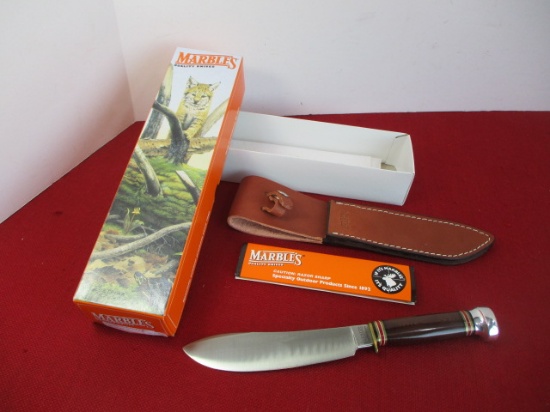 Marble's Gladstone-Red Micarta NWBG Skinner Fixed Blade Knife