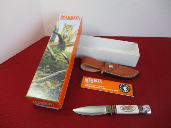 Marble's Gladstone-Custom Red Logo on Smooth Bone Sport 2001 Fixed Blade knife