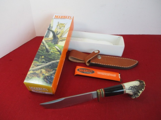 Marble's Gladstone-Bark River Custom Buffalo Stag Crown Fixed Blade Knife
