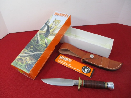 Marble's Gladstone-Mini Trailmaker Leather/Aluminum Fixed Blade Knife