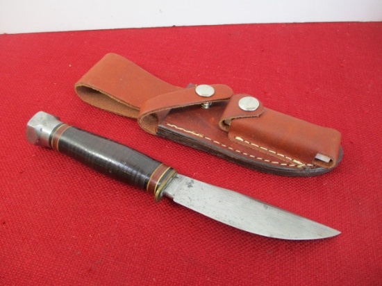 *Marble's Gladstone-Vintage Leather/Aluminum Fixed Blade Knife