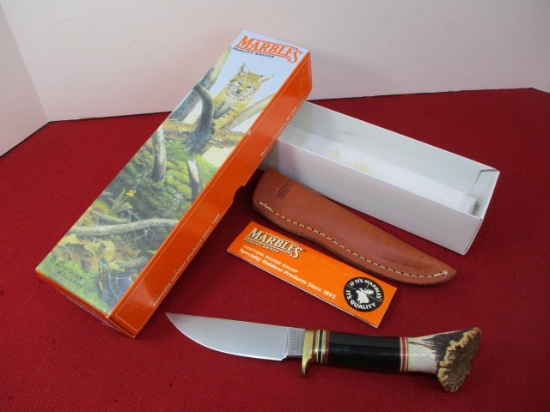 Marble's Gladstone-Plainsman Buffalo/Crown Stag Fixed Blade Knife