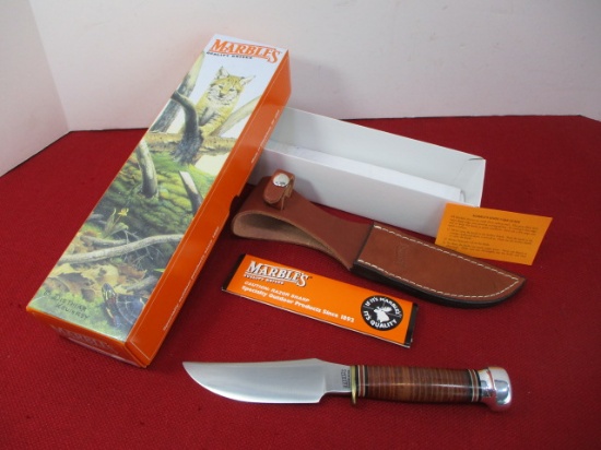 Marble's Gladstone-BISON Leather/Aluminum Fixed Blade Knife