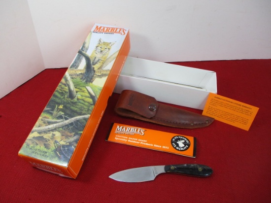 Marble's Gladstone-Brass Pinned Black Pearl Fixed Blade Knife